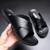 Heren leren slippers - stijlvolle zomerfootwear voor casual uitjes