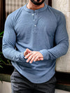 Heren lange mouw henley t-shirt - veelzijdig katoenmix top voor casual en kantoorgebruik