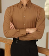 Heren slim fit overhemden van lichtgewicht stof voor zakelijke outfits - stijlvolle lange mouwen