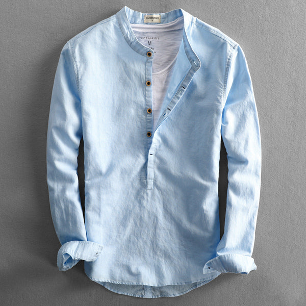 Heren linnen shirt - lichtgewicht kantooroutfit - stijlvolle lange mouwen button-up top voor casual en smart-casual looks