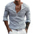 Heren lange mouw gestreepte henley-shirt in wit en blauw - smart casual outfit voor elke dag