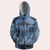 Heren hoodie - blauwe denim stijl casual kleding - trendy zip-up hoodie
