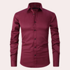 Stretch overhemd – slim-fit heren langmouw knoopsluiting overhemd met zachte stof