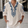Lichte linnen shirt voor heren met unieke bohemian print - voor relaxte uitjes