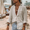 Heren linnen shirt - relaxte fit strandtop