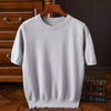 Lichtgewicht cashmere t-shirt voor heren in camel - elegante korte mouwen